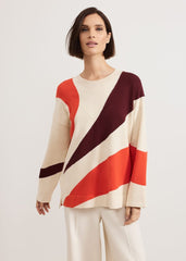 Bettie Colourblock Swirl Jumper Orange