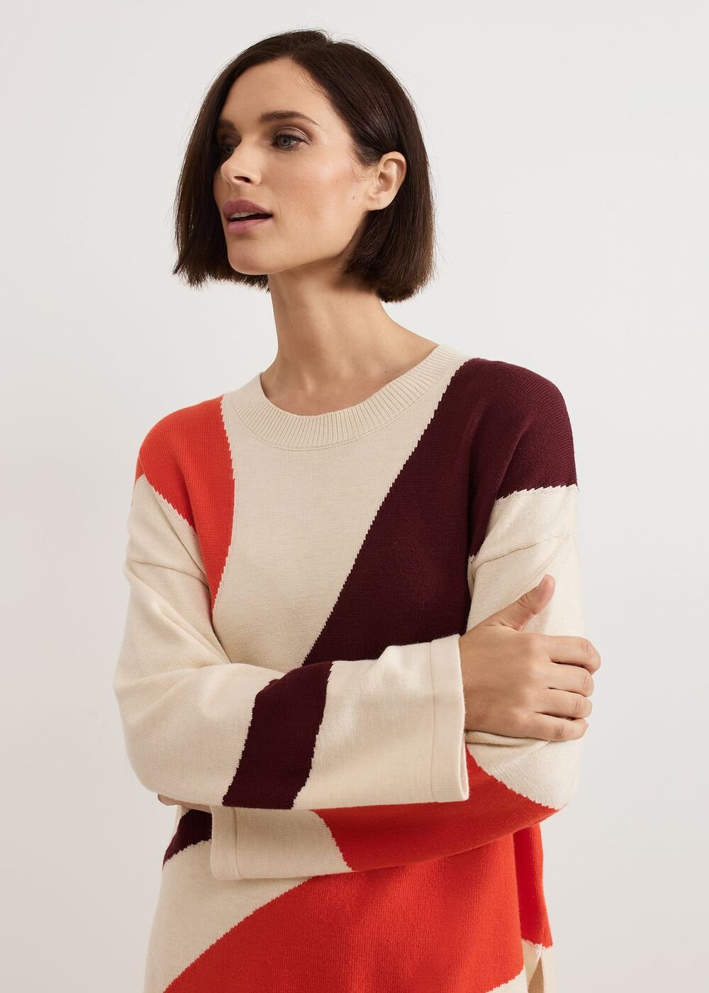 Bettie Colourblock Swirl Jumper Orange