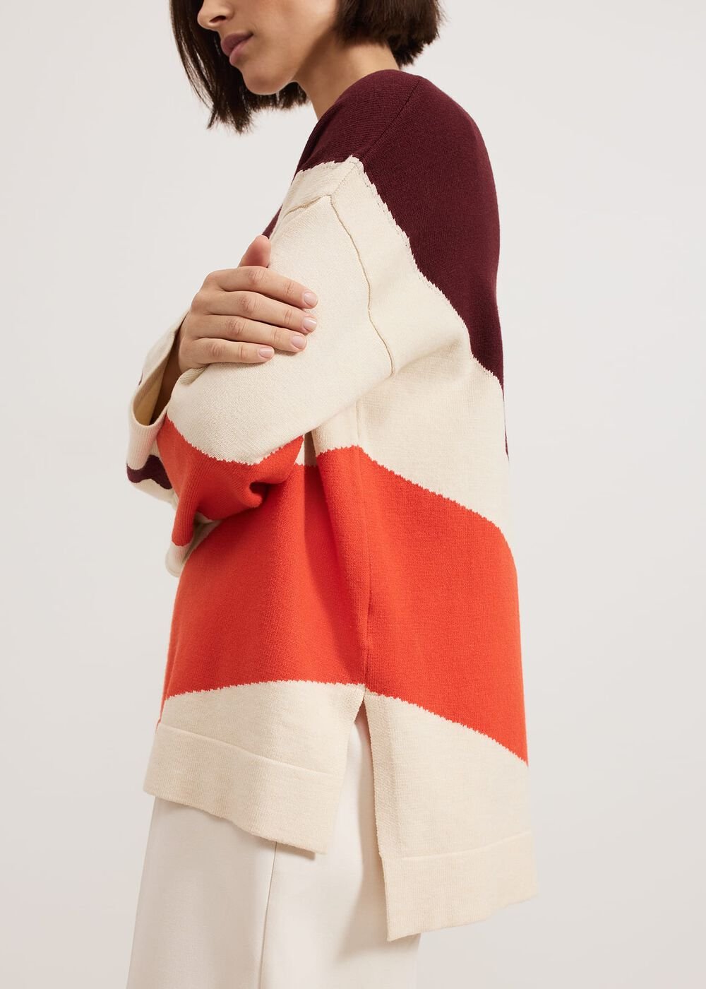 Bettie Colourblock Swirl Jumper Orange