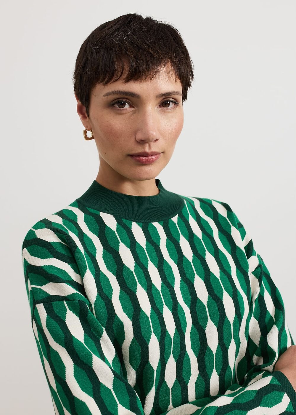 Payton Geo Jacquard Knit Top Green