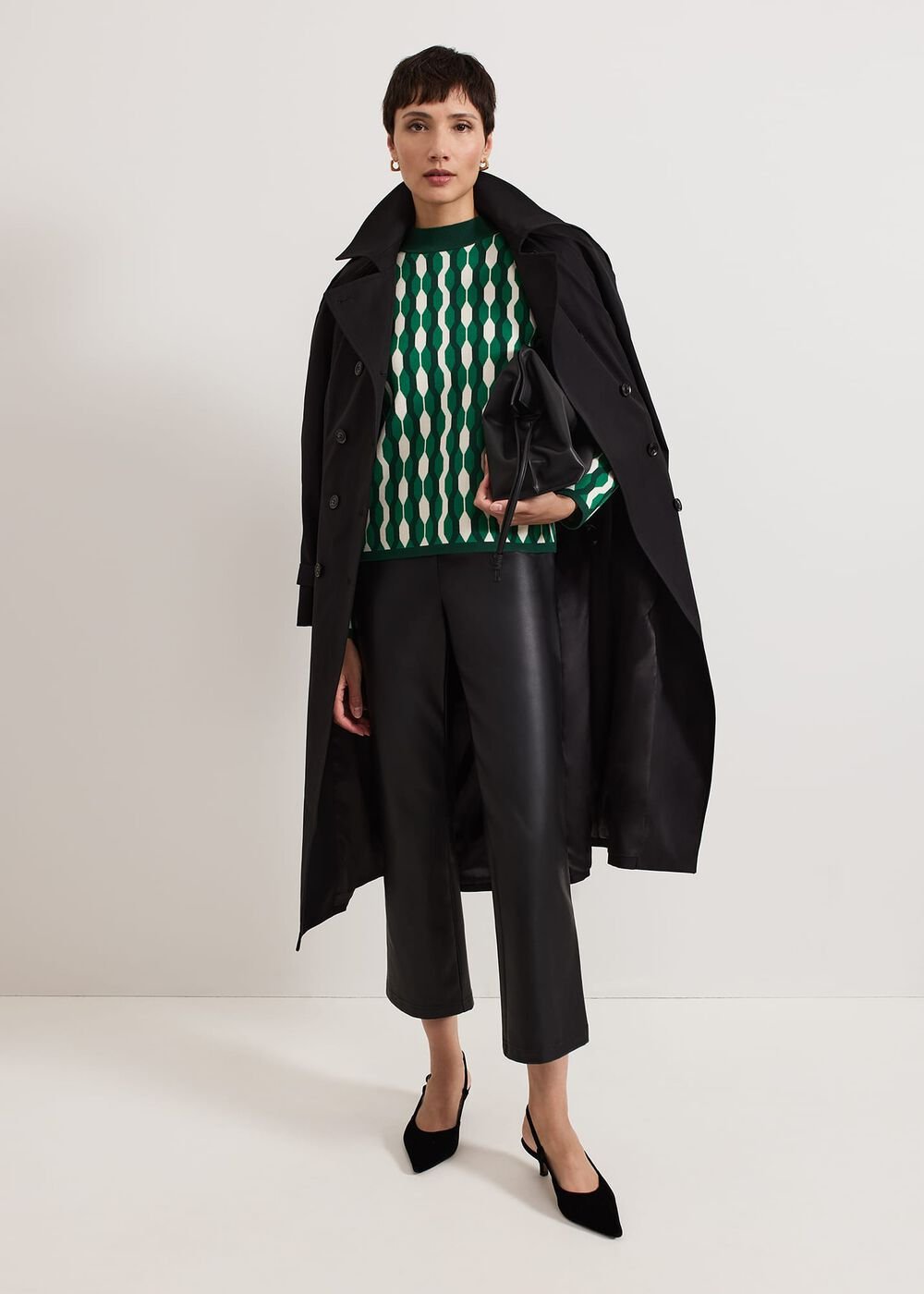 Payton Geo Jacquard Knit Top Green