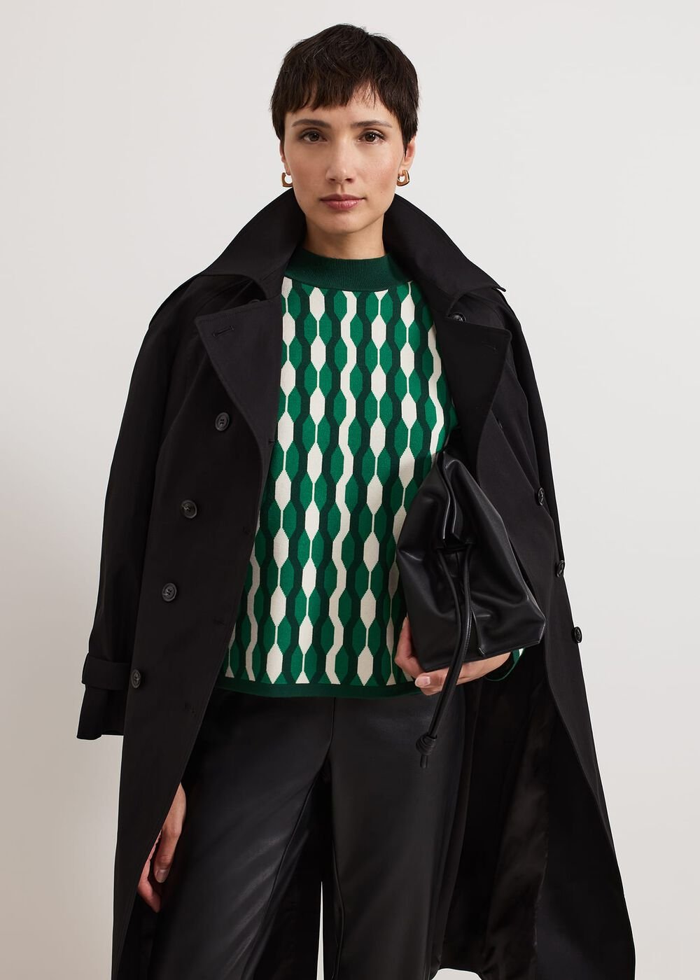 Payton Geo Jacquard Knit Top Green