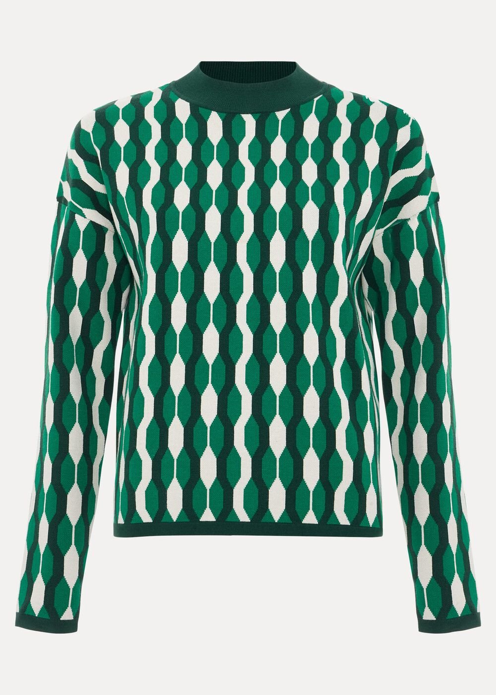 Payton Geo Jacquard Knit Top Green