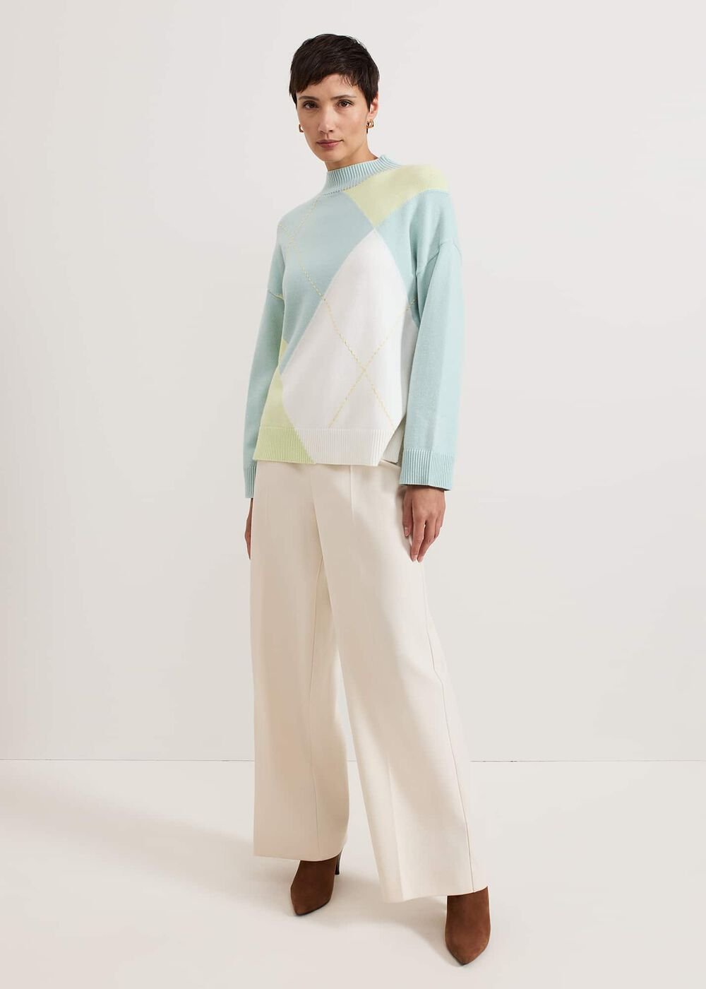 Darla Argyle Jumper Light Green