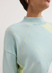 Darla Argyle Jumper Light Green