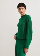 Jess Textured Funnel Neck Jumper Green