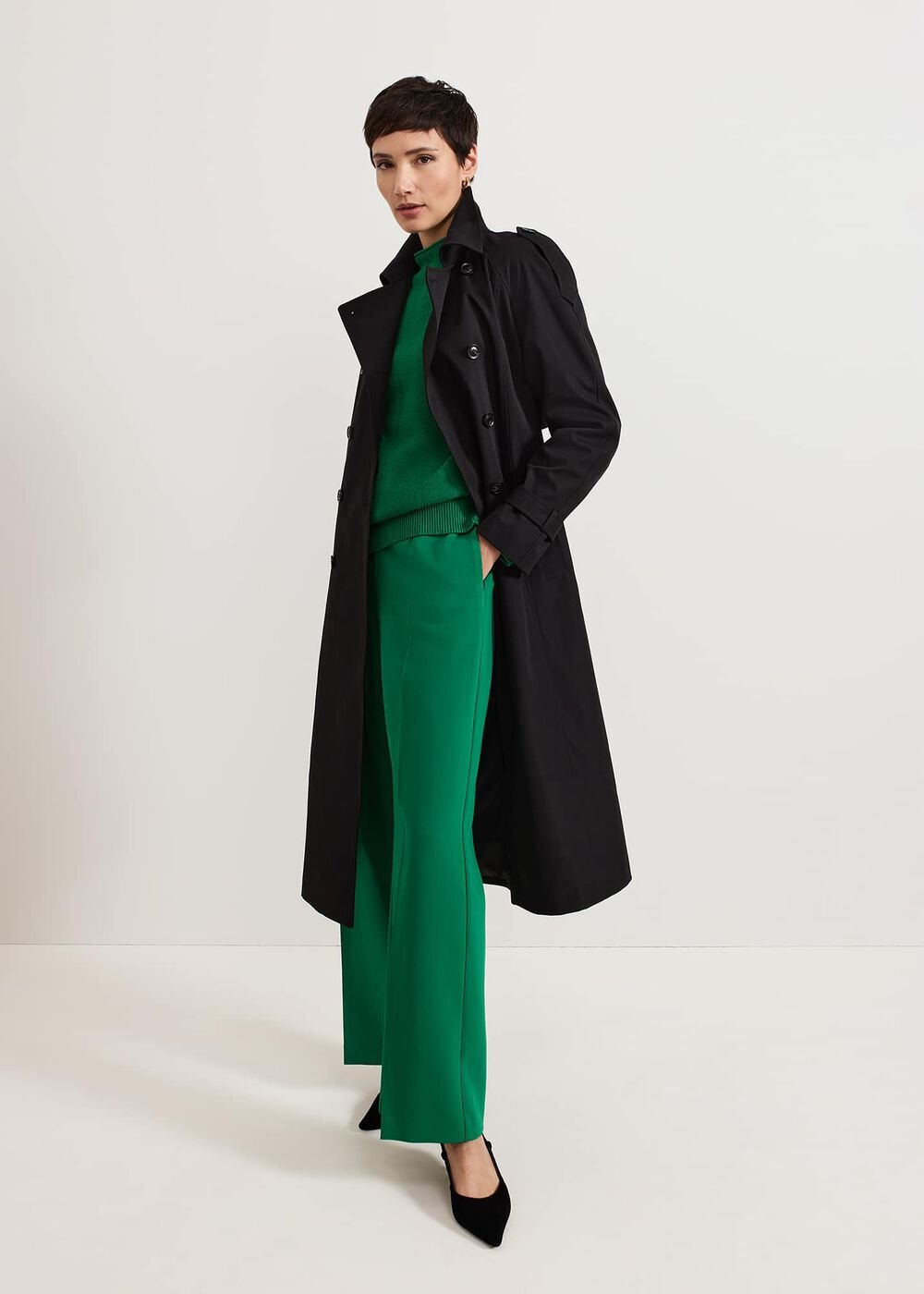 Jess Textured Funnel Neck Jumper Green