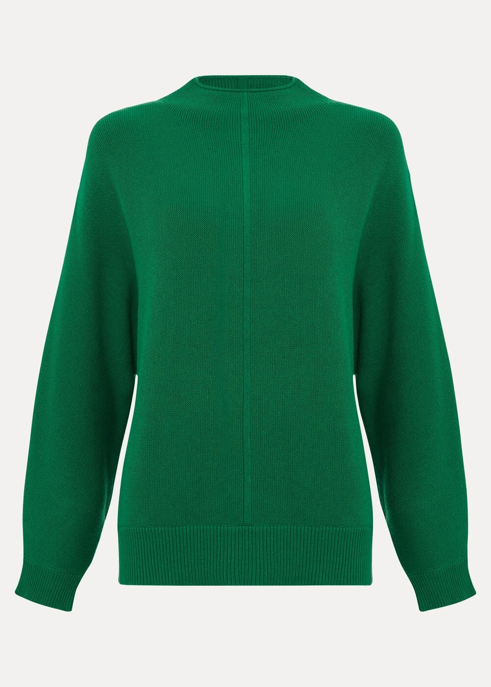 Jess Textured Funnel Neck Jumper Green