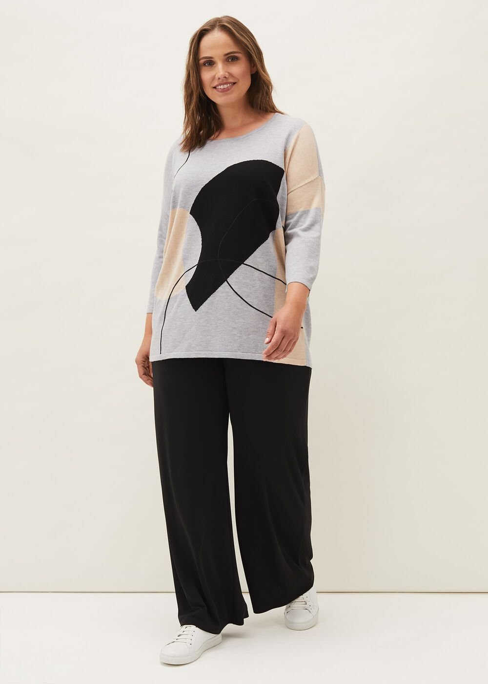 Francis Abstract Print Knit Jumper Grey Multi
