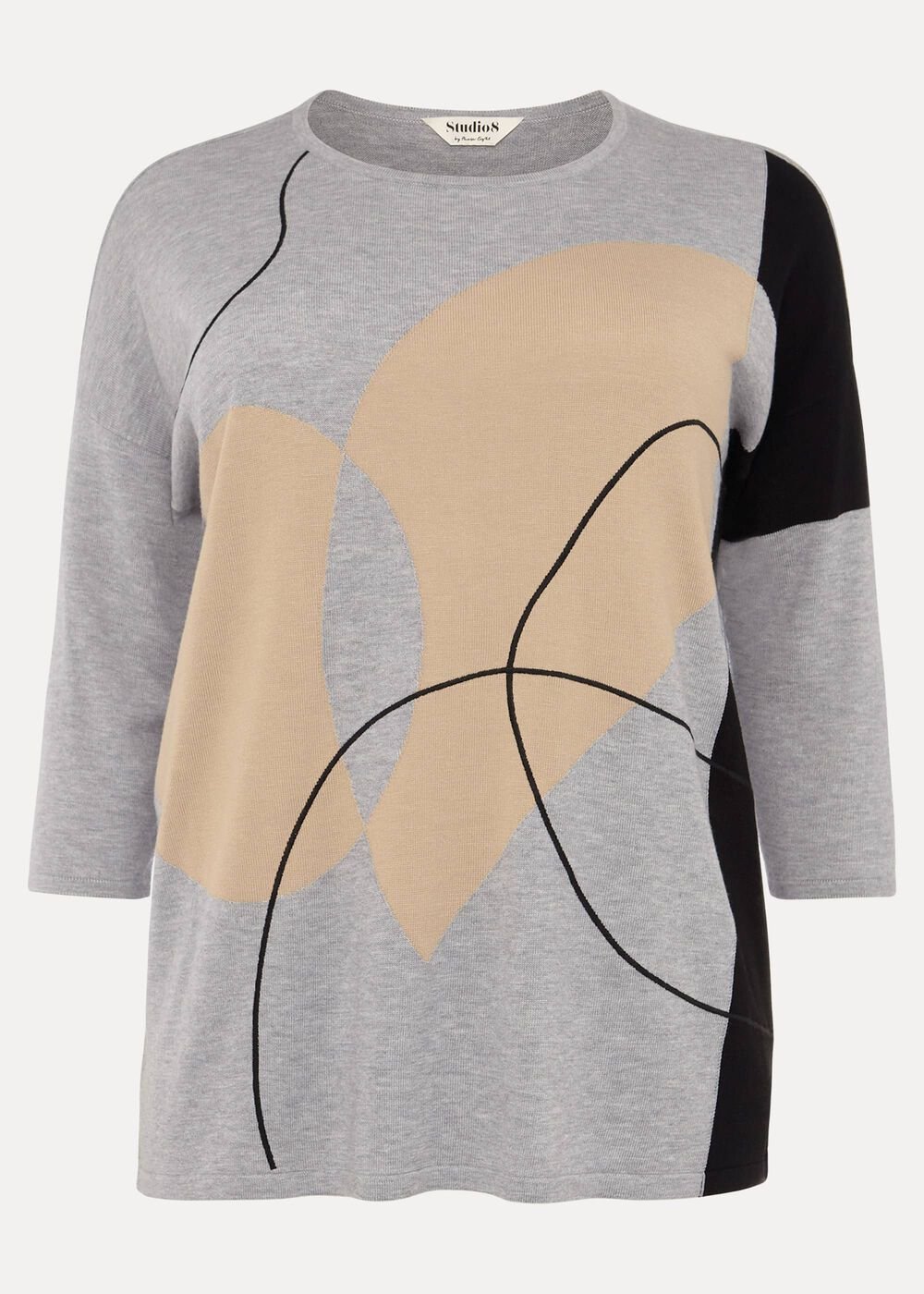 Francis Abstract Print Knit Jumper Grey Multi