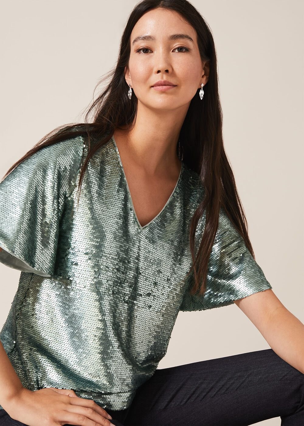 Adara Sequin Blouse Mint
