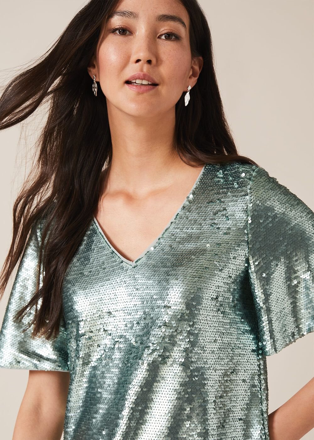 Adara Sequin Blouse Mint