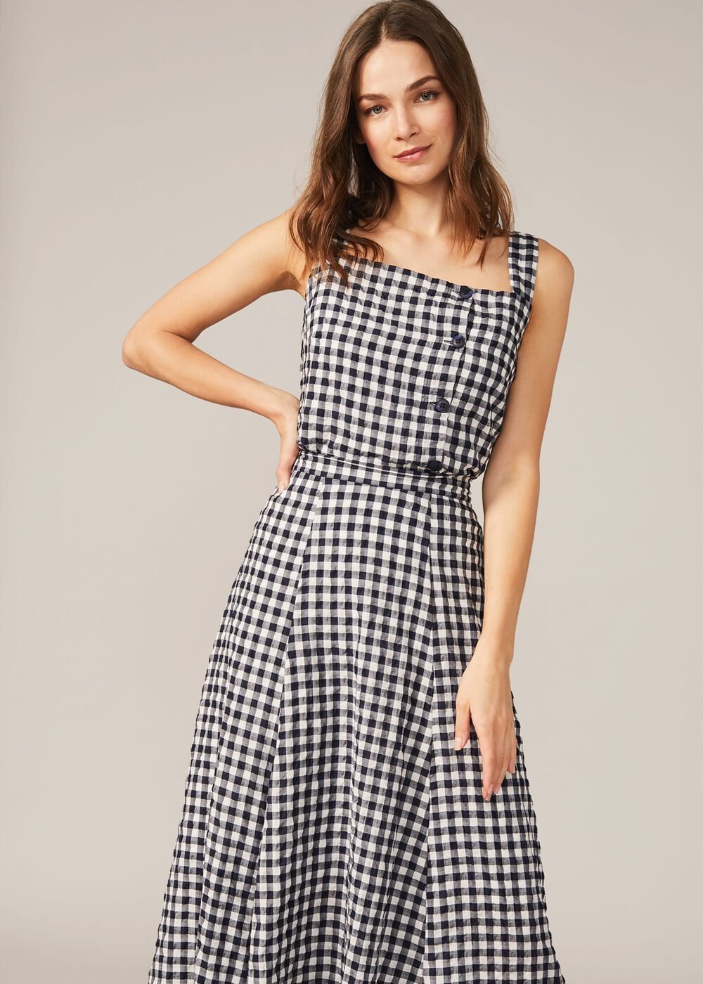 Gingham Cami Top Navy/White