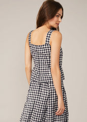 Gingham Cami Top Navy/White