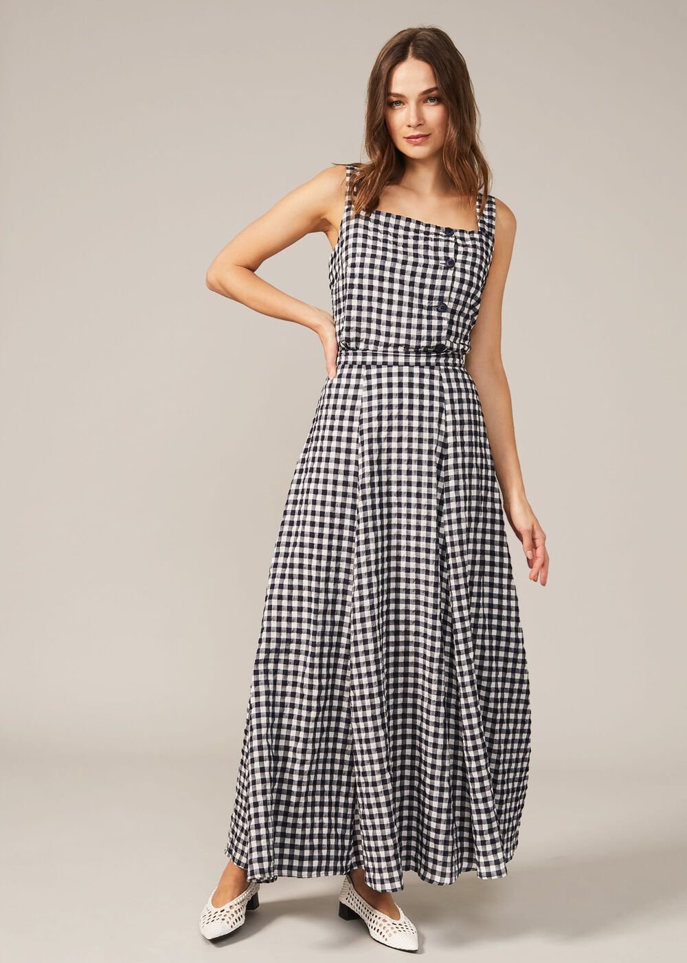 Gingham Cami Top Navy/White