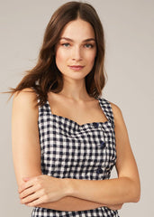 Gingham Cami Top Navy/White