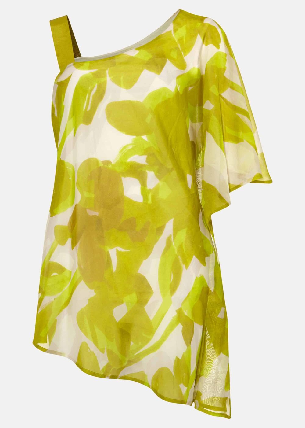 Coline Asymmetric Silk Blend Blouse Chartreuse