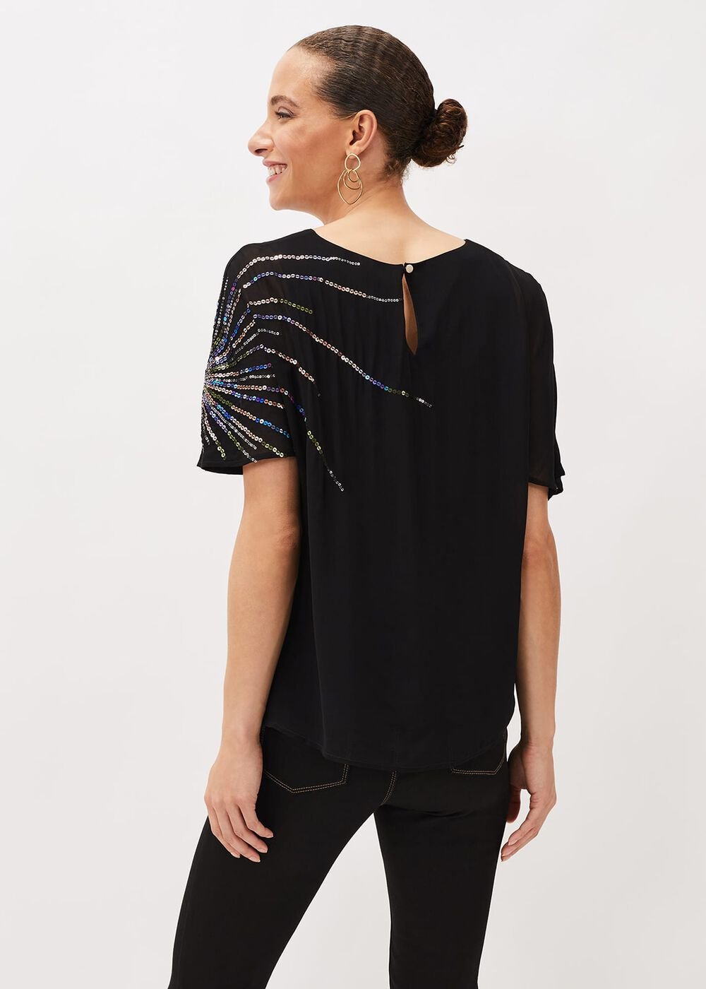 Starburst Sequin Blouse Black