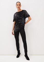 Starburst Sequin Blouse Black