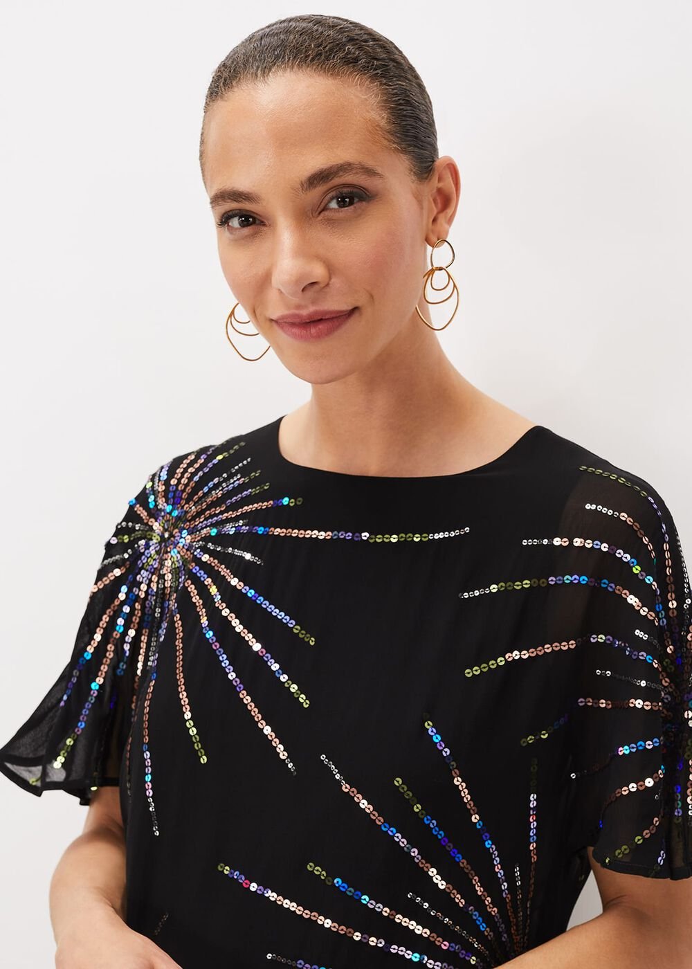 Starburst Sequin Blouse Black