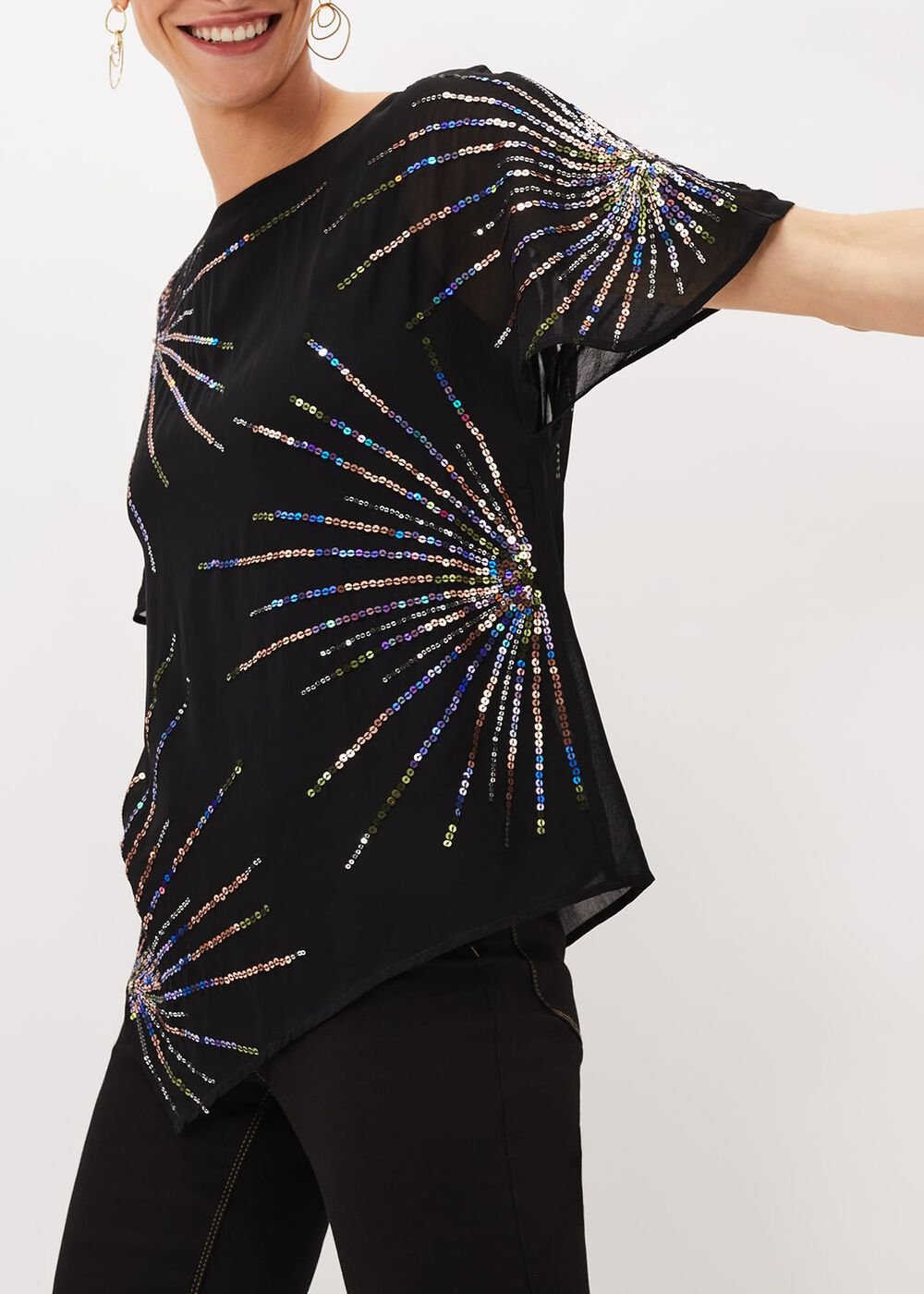 Starburst Sequin Blouse Black