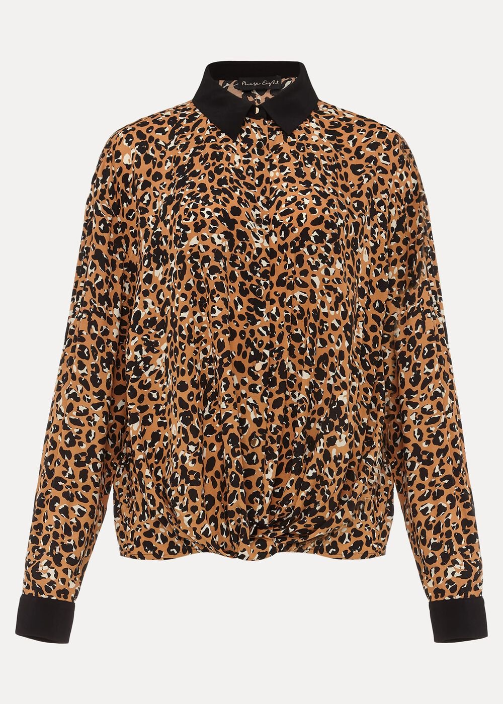 Kaelie Leopard Twist Front Blouse Black/Multi