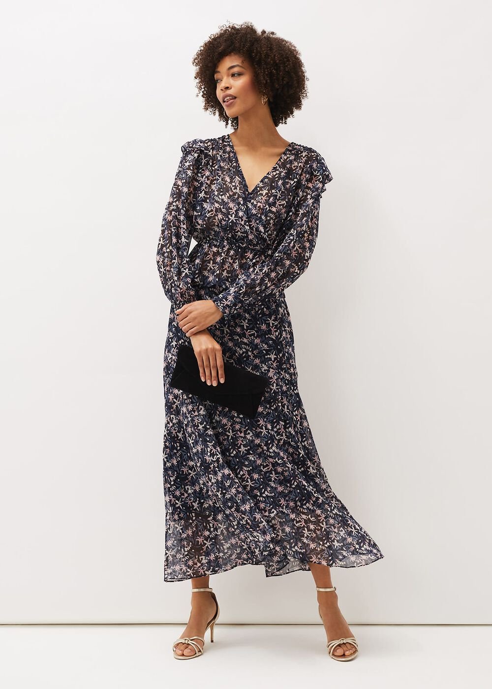 Lola Floral Co-Ord Blouse Navy/Pink