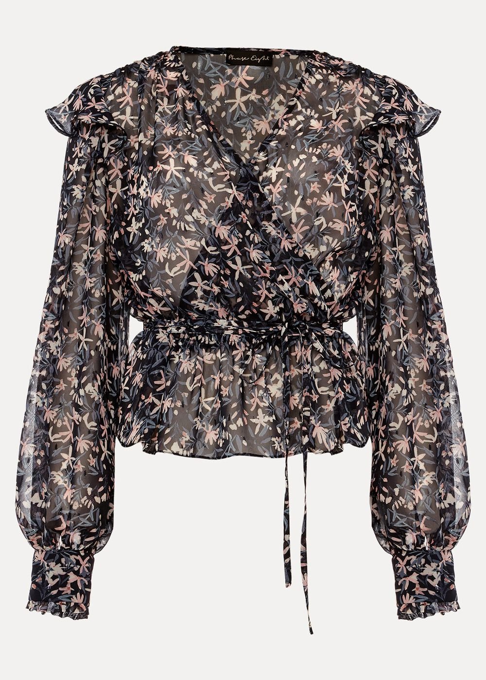 Lola Floral Co-Ord Blouse Navy/Pink