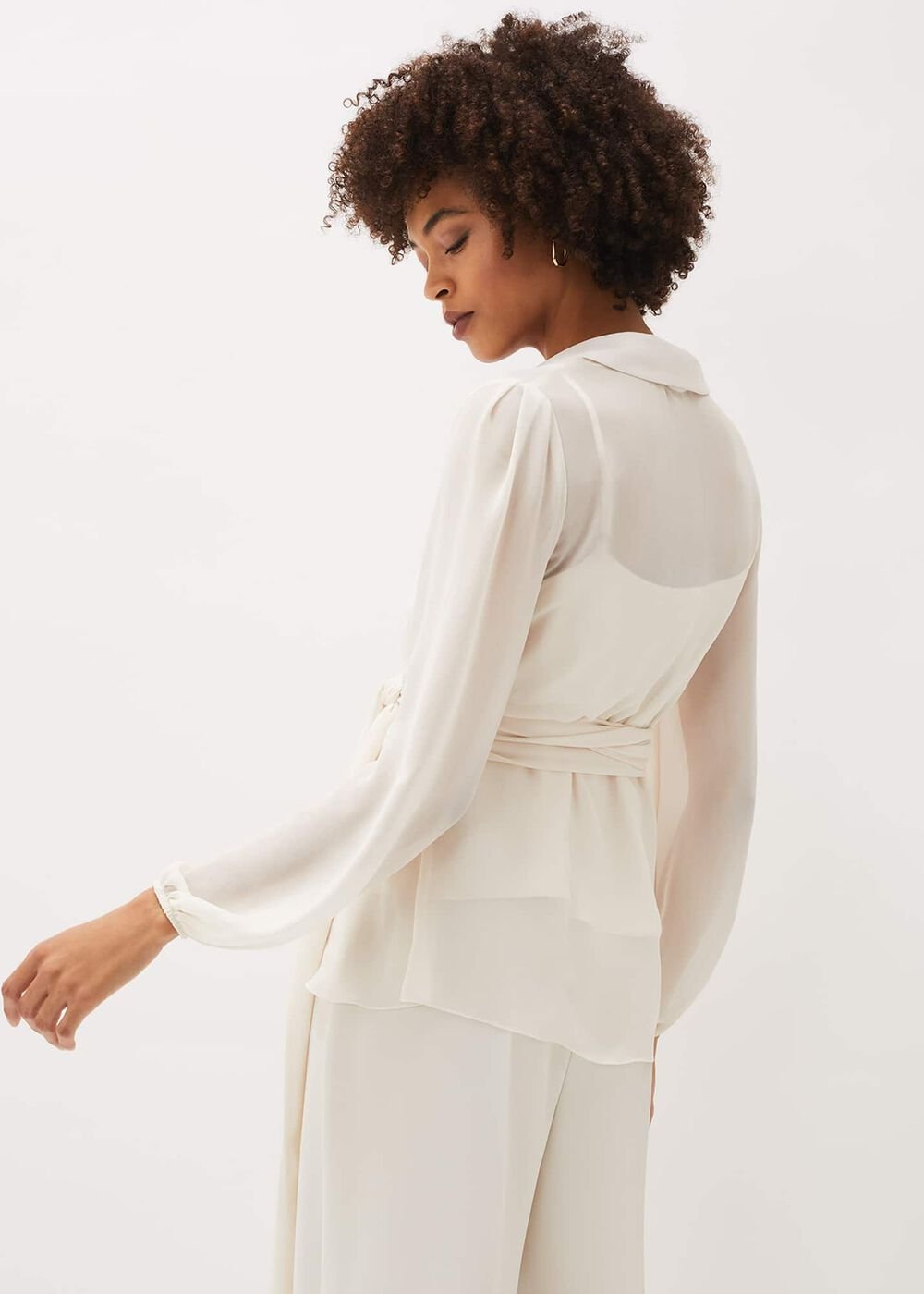 Florentine Semi-Sheer Wrap Top Buttermilk