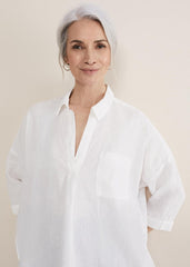Cynthia Linen Blouse White