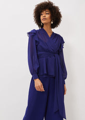Avril Frill Wrap Co Ord Top Violet