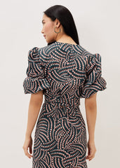 Kiri Co-Ord Geo Metric Blouse Ocean/ Coral