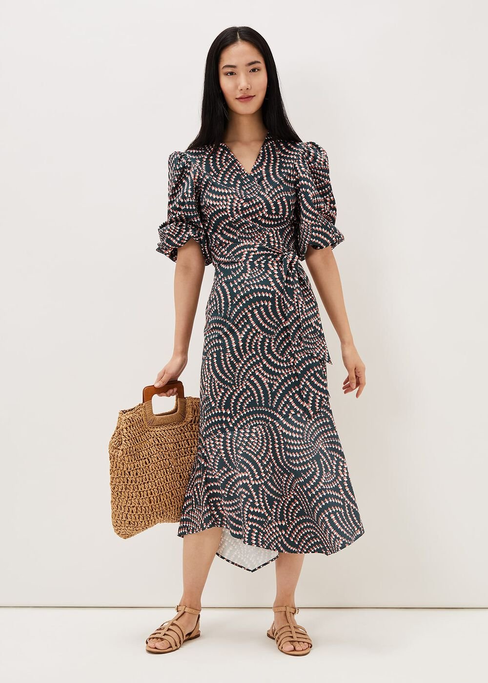 Kiri Co-Ord Geo Metric Blouse Ocean/ Coral