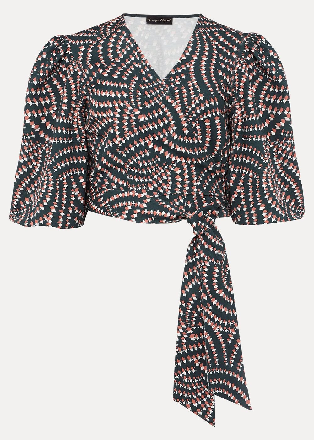 Kiri Co-Ord Geo Metric Blouse Ocean/ Coral