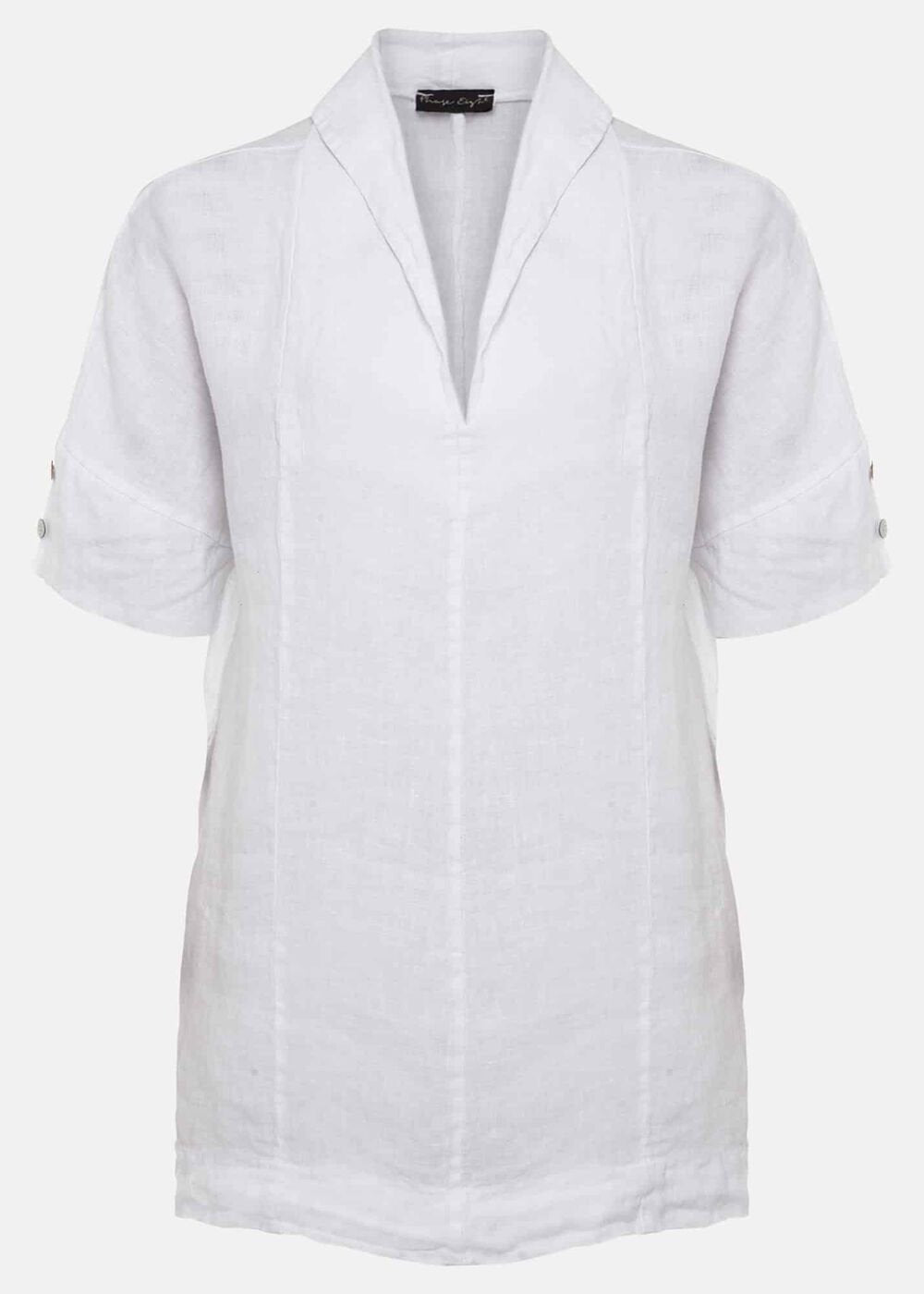 Carita V-Neck Linen Blouse White