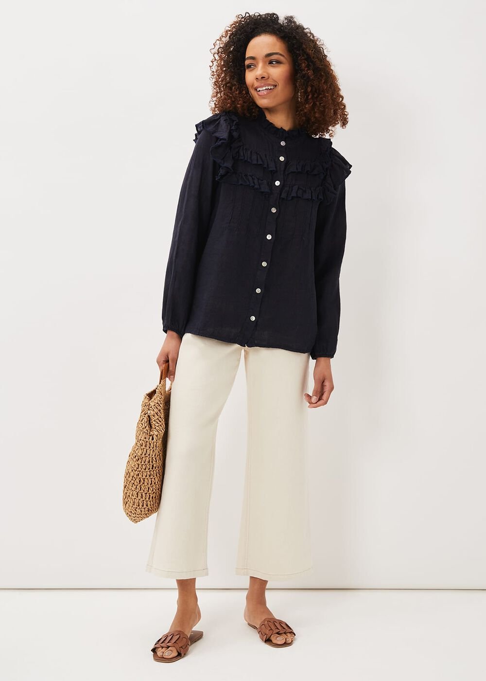Imogen Linen Blouse Navy