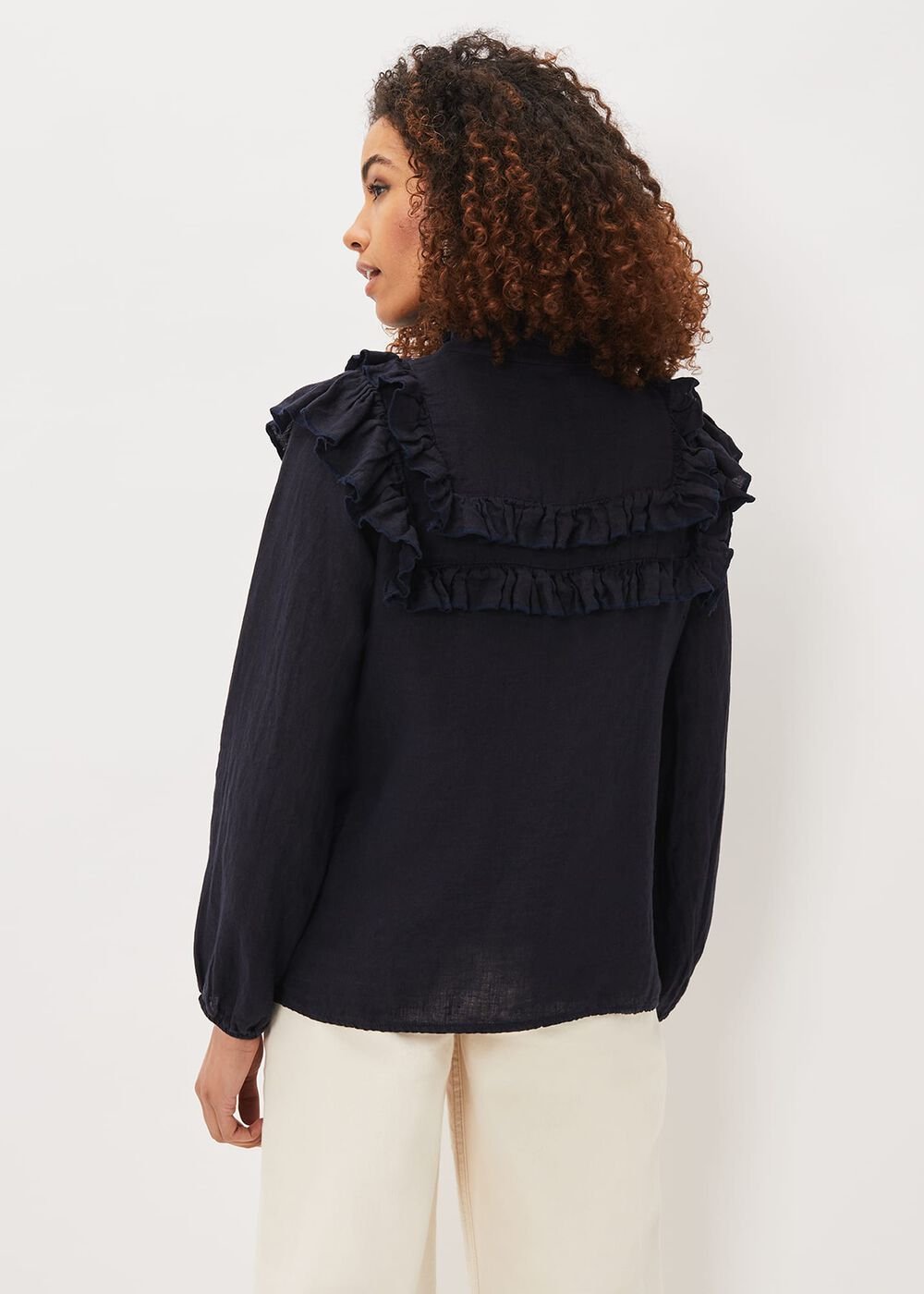 Imogen Linen Blouse Navy