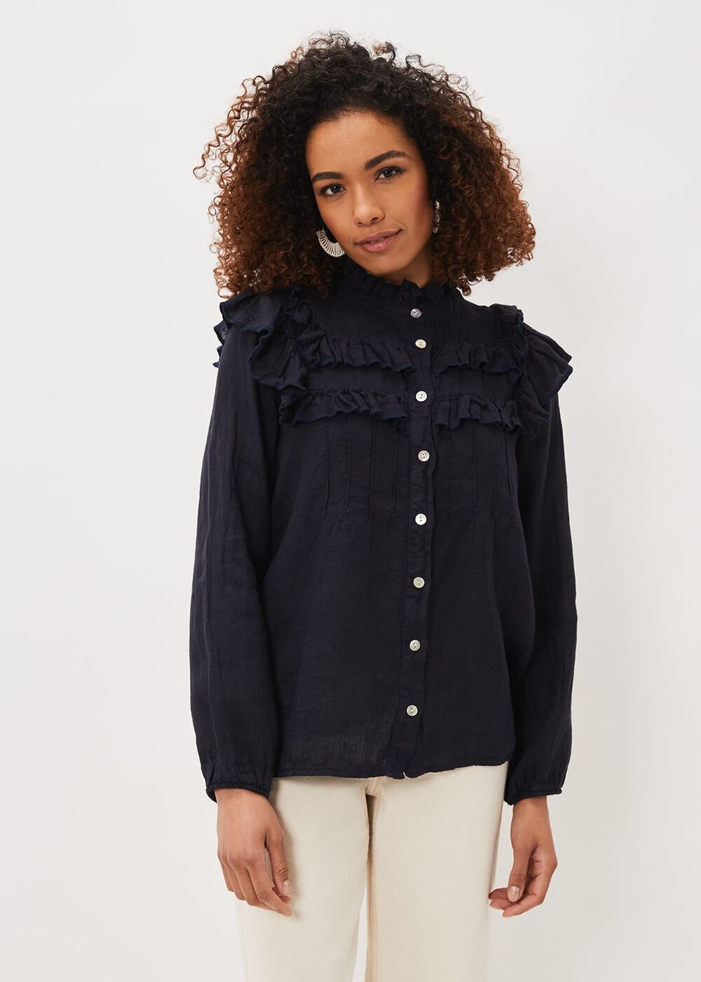 Imogen Linen Blouse Navy