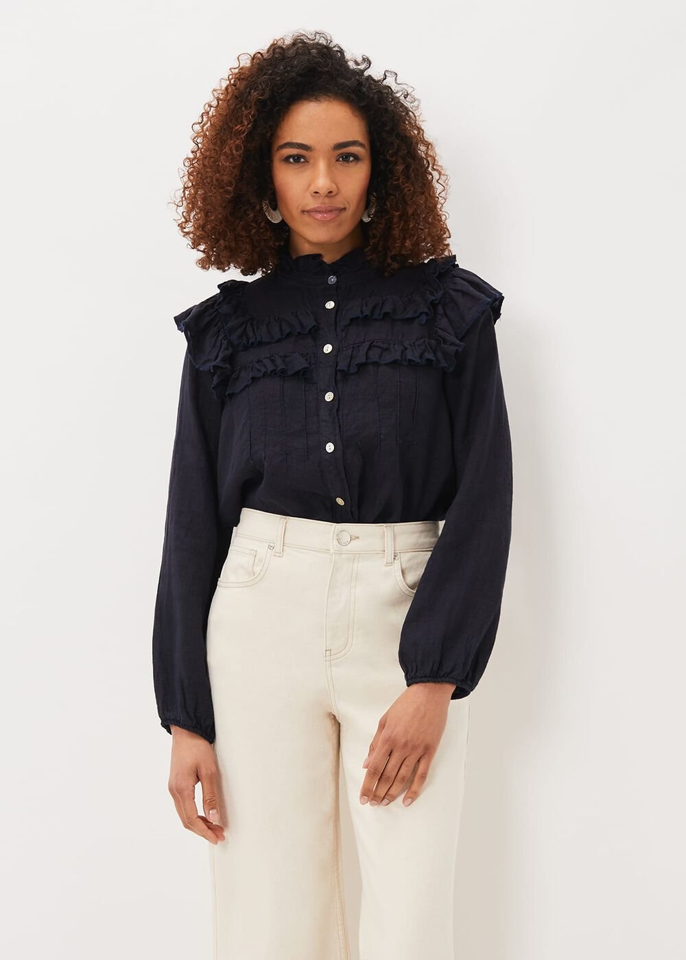 Imogen Linen Blouse Navy
