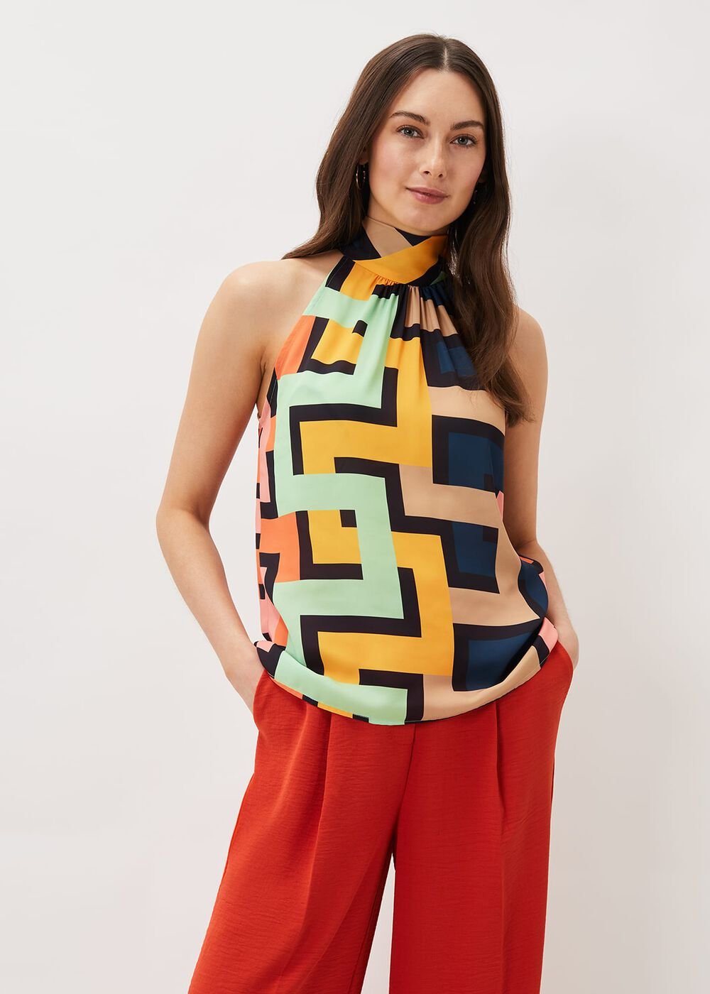 Milano Sleeveless Print Blouse Dark Multi