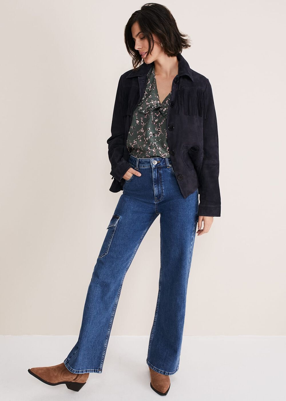Marble Collar Blouse Carbon/Multi