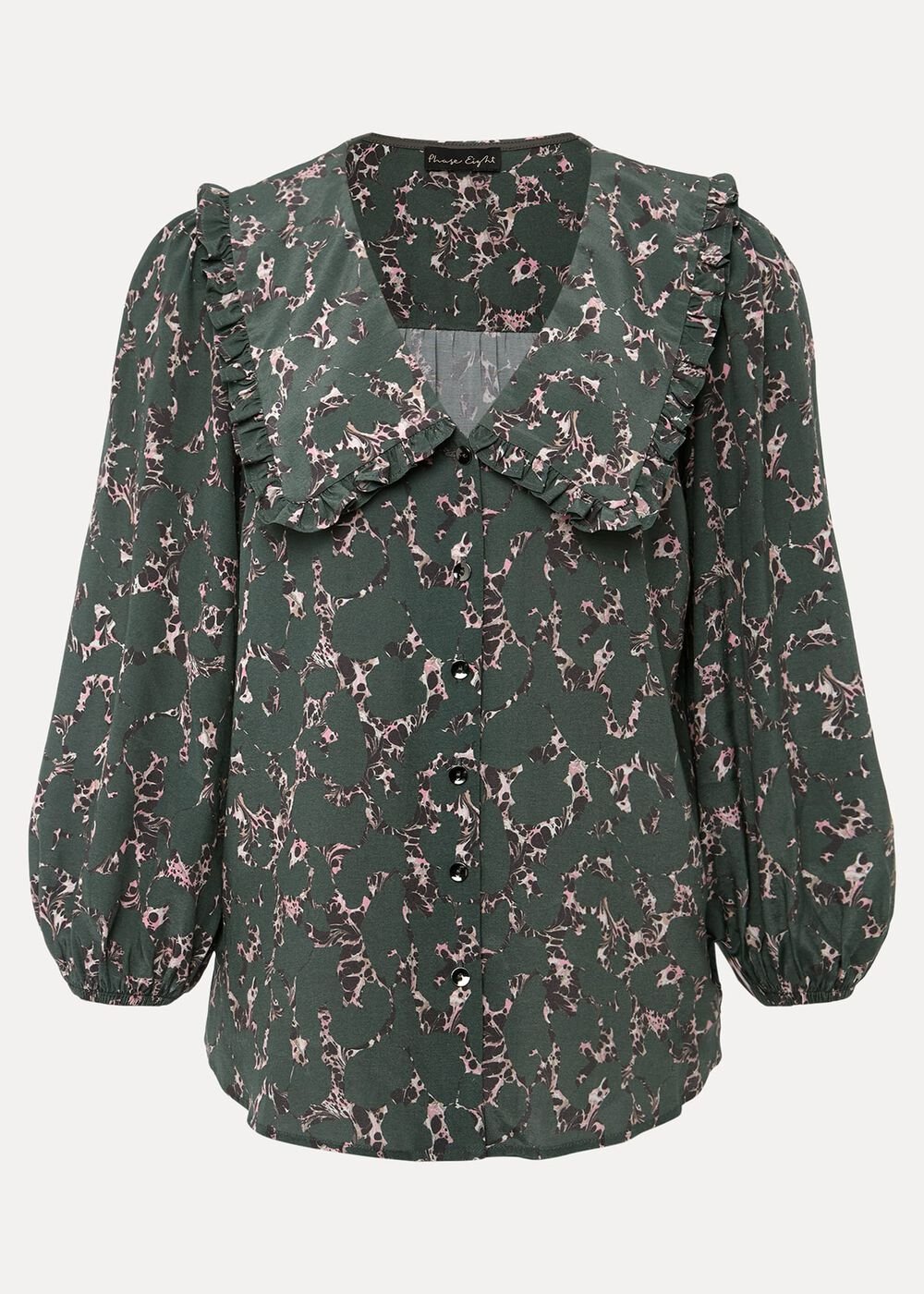 Marble Collar Blouse Carbon/Multi