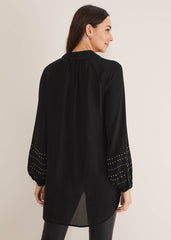 Tullulah Heatfix Sleeve Tunic Blouse Black