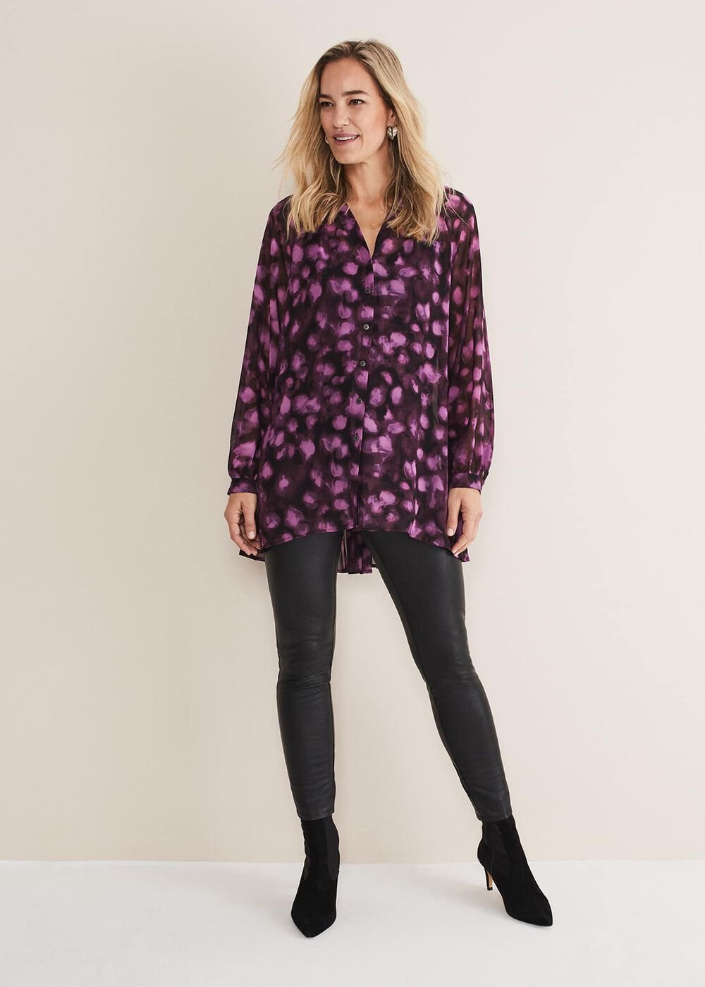 Rhian Chiffon Tunic Blouse Purple