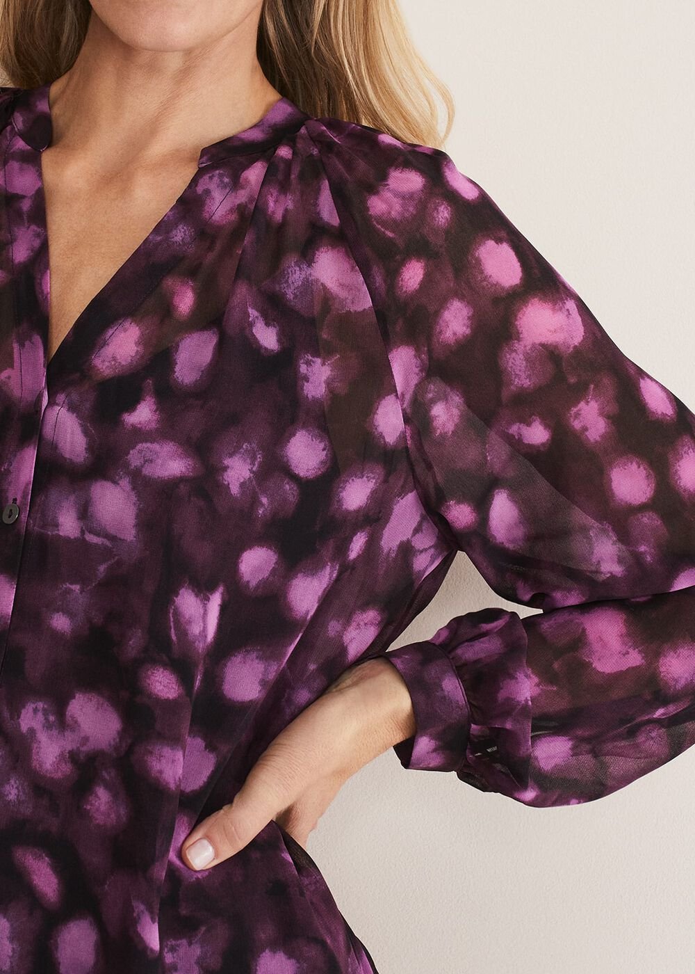 Rhian Chiffon Tunic Blouse Purple