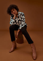 Luana Geo Print Blouse Black/Cream
