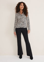 Kesia Ruched Front Heart Print Shirt Black/Camel