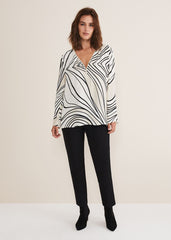 Macie Zip Blouse Black/Cream