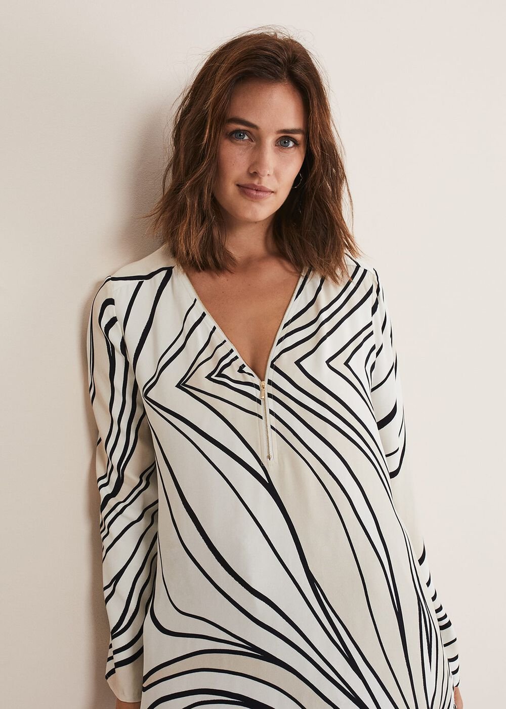 Macie Zip Blouse Black/Cream