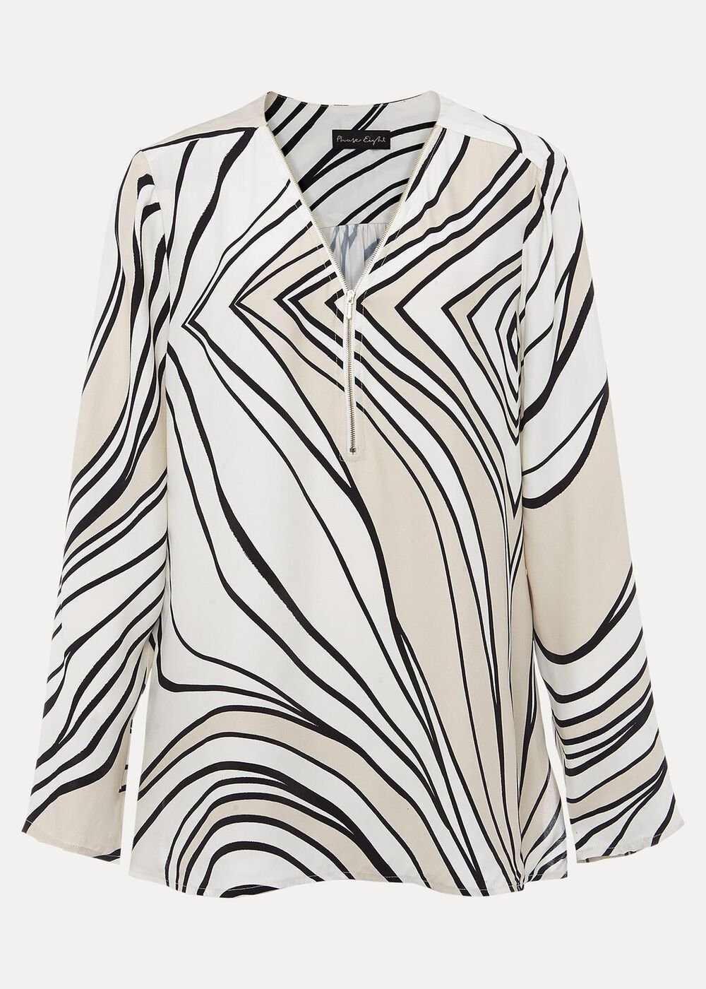 Macie Zip Blouse Black/Cream